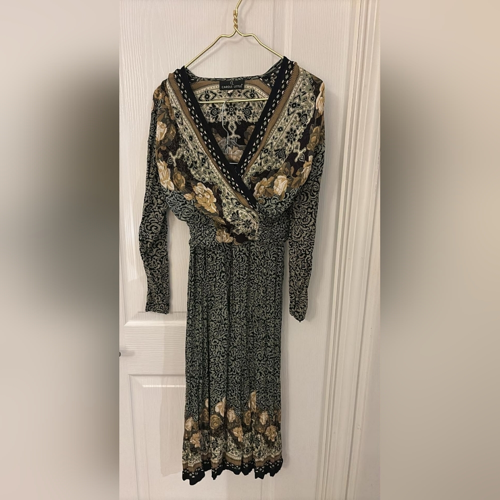 Carole Little Green and Tan Floral Maxi Skirt - Picture 4 of 6